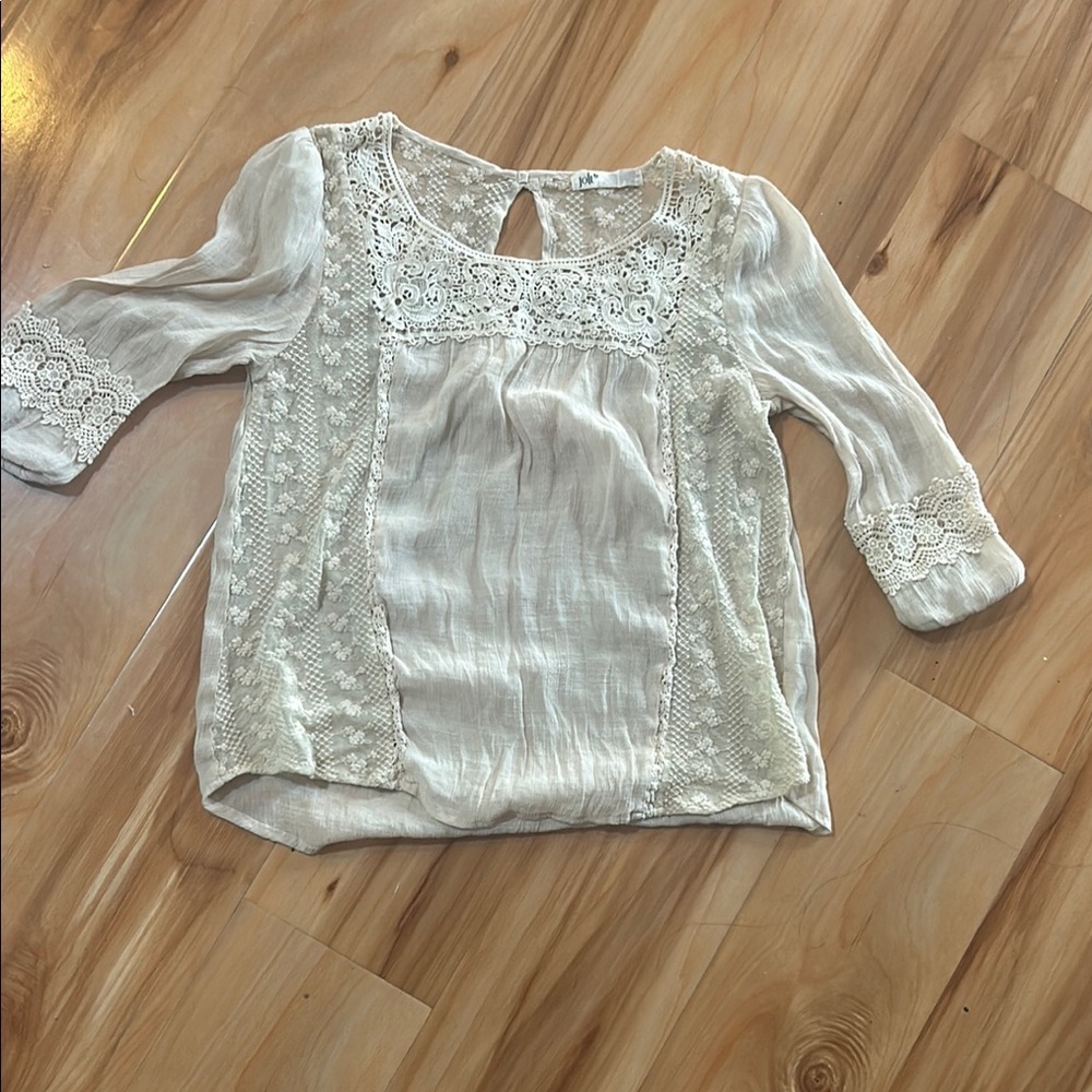 Jolt Cream Relaxed Embellished Blouse
